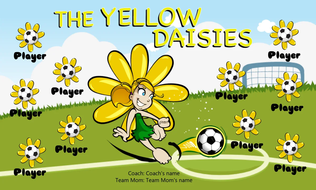 Daisies Yellow Soccer Banner-soccer-banner-stand-picture