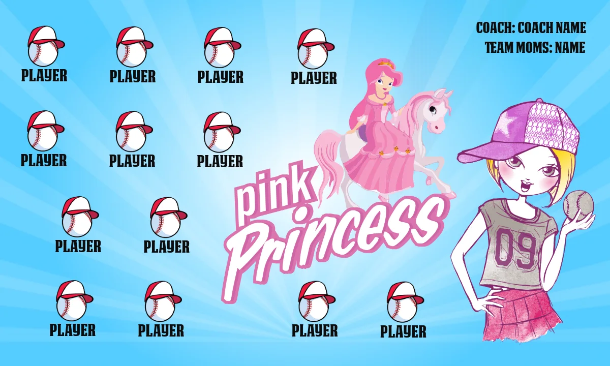 Pink Princessess1 Softball Banner-softball-banners-designs-images
