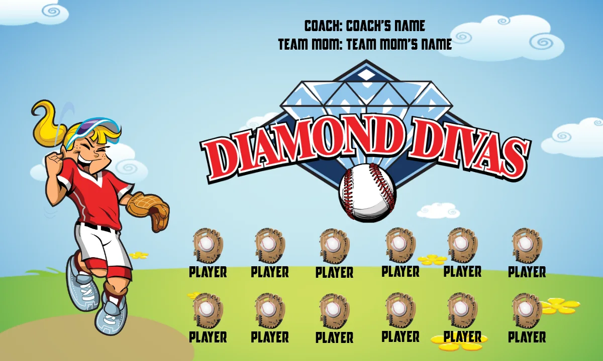 Diamond Divas 1 Softball Banner-softball-banner-size-picture