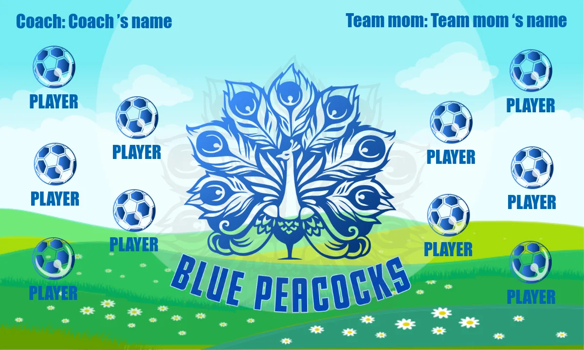 Blue Peacocks Soccer Banner-soccer-birthday-banner-picture