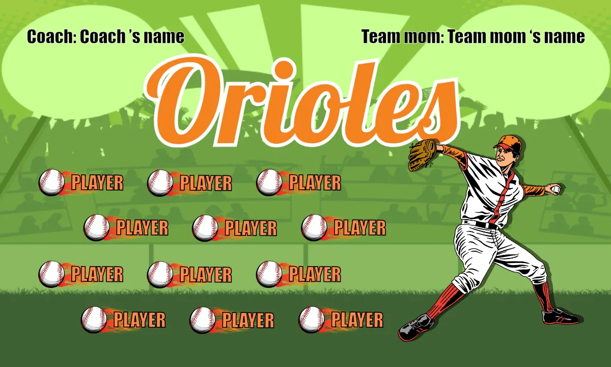 Orioles 4 Baseball Banner-baseball-banner-vector-images