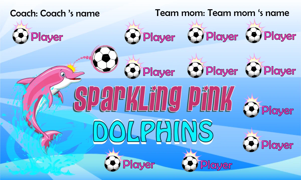 Dolphins Sparkling Pink Soccer Bannersoccer-party-banner