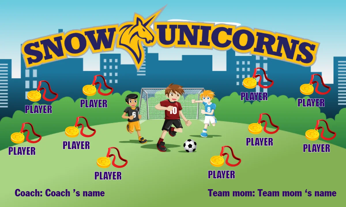 SnowUnicorn Soccer Banner-design-soccer-banner-online
