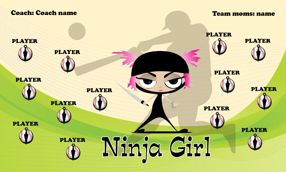 NinjaGirls 2 Softball Banner-fastpitch-softball-team-banner-picture