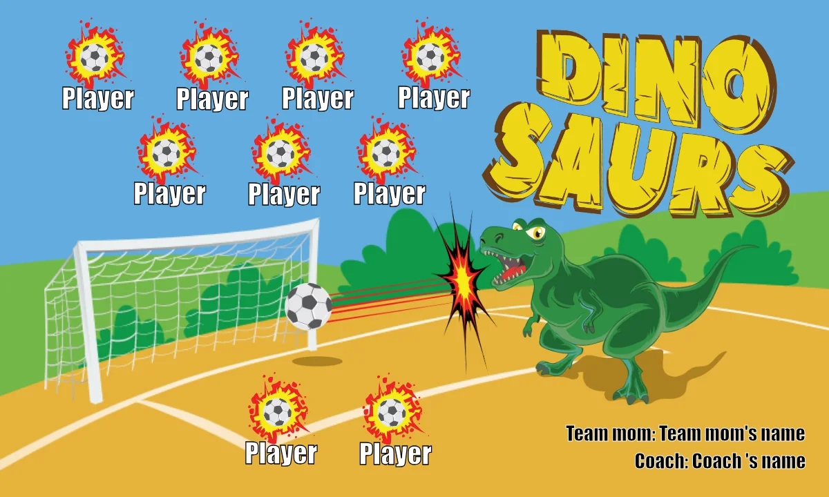 DinoSaurs 1 Soccer Banner-soccer-banner-size-picture
