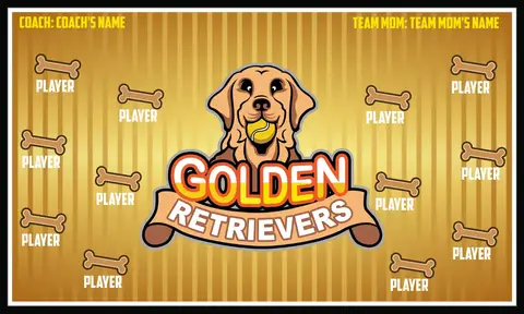 Golden Retrievers-silver-gold-hem-softball-vinyl-banners-picture