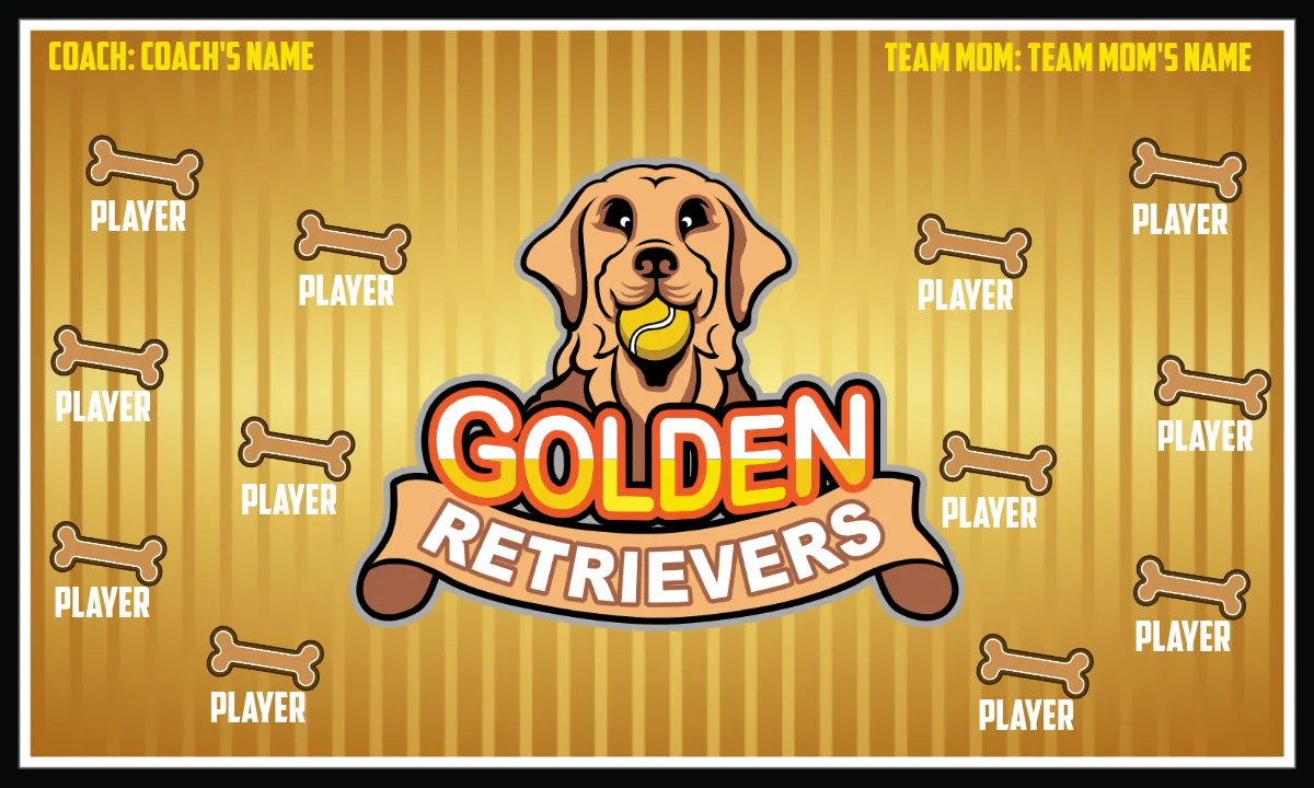 Golden Retrievers-silver-gold-hem-softball-vinyl-banners-picture