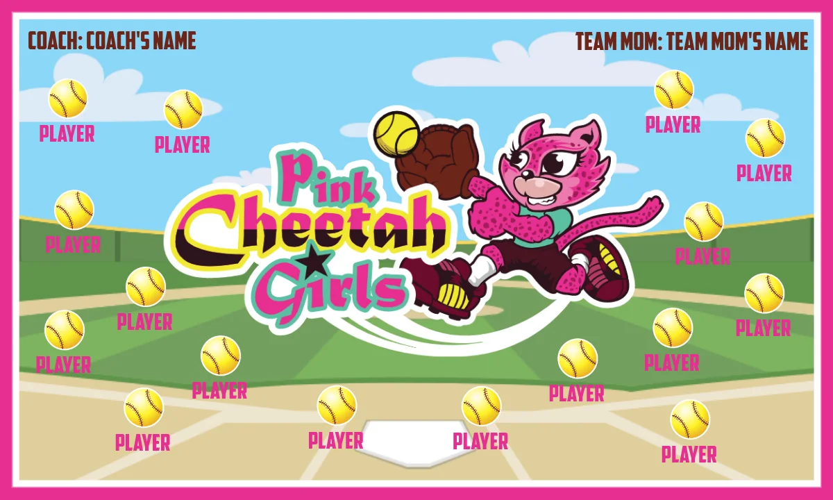 Pink Cheetah Girls-pink-blue-hem-softball-banner-pictures-picture