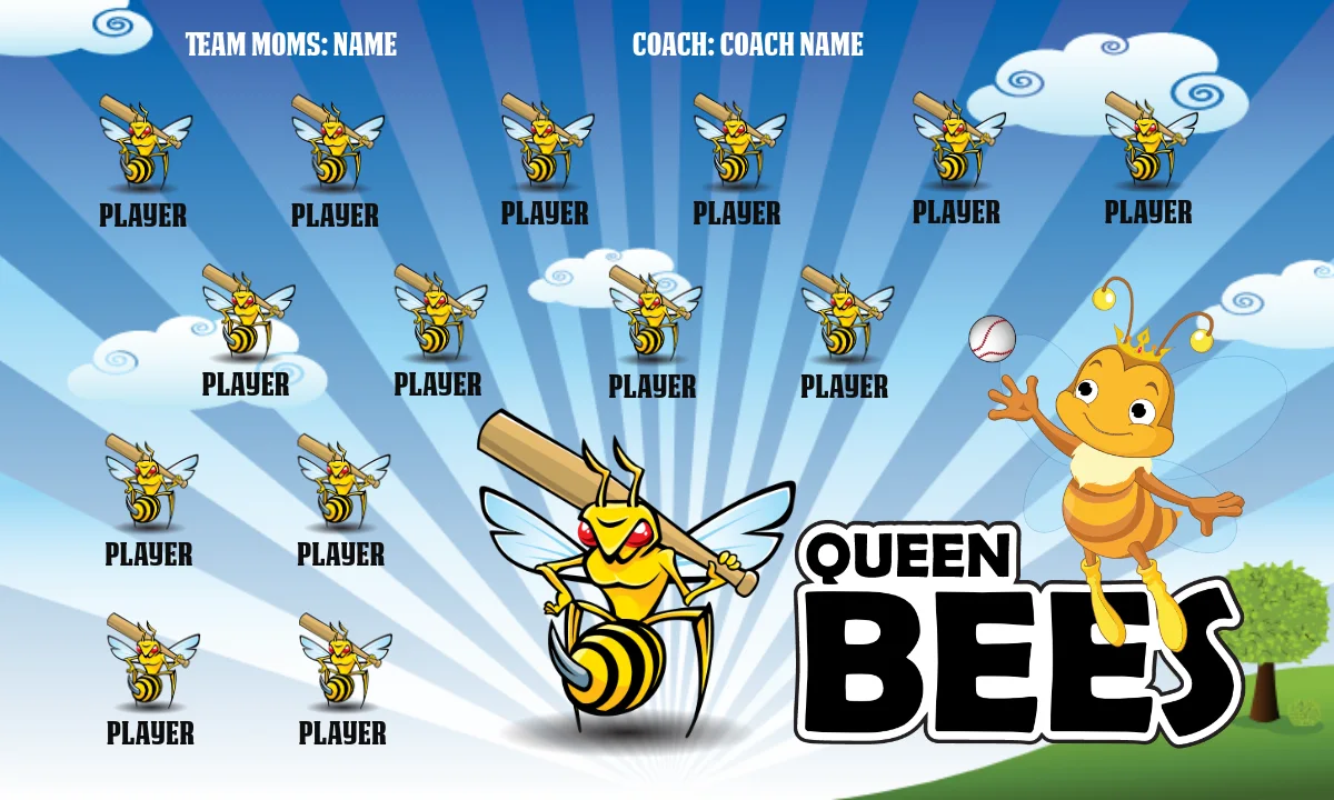 Queen Bees 2 Softball Banner-softball-banners-templates-images