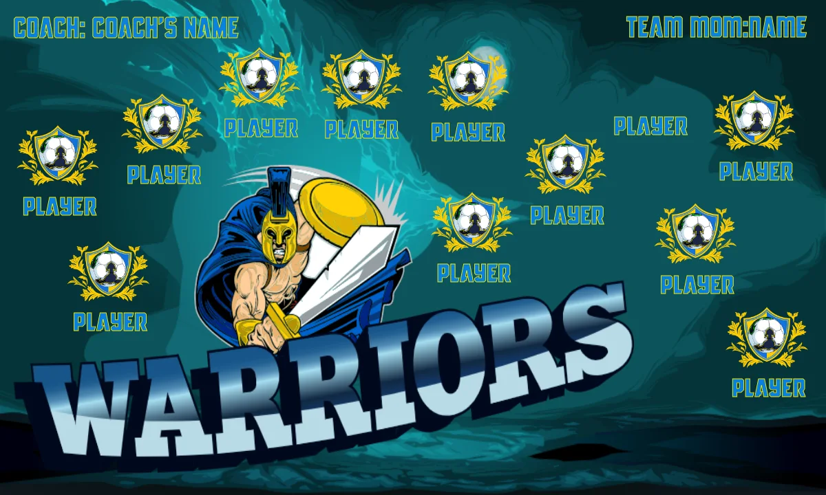 Warriors Blue 2 Soccer Banner-soccer-banner-size-picture