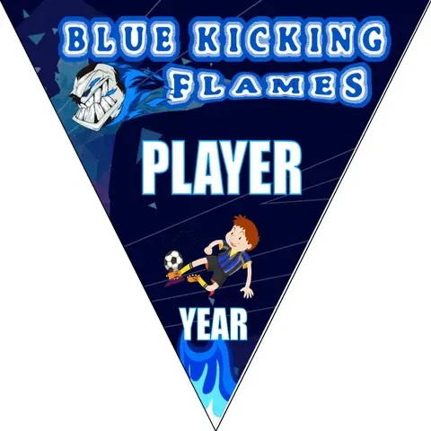 Flames Blue Kicking Soccer Banner-soccer-banner-printing-picture