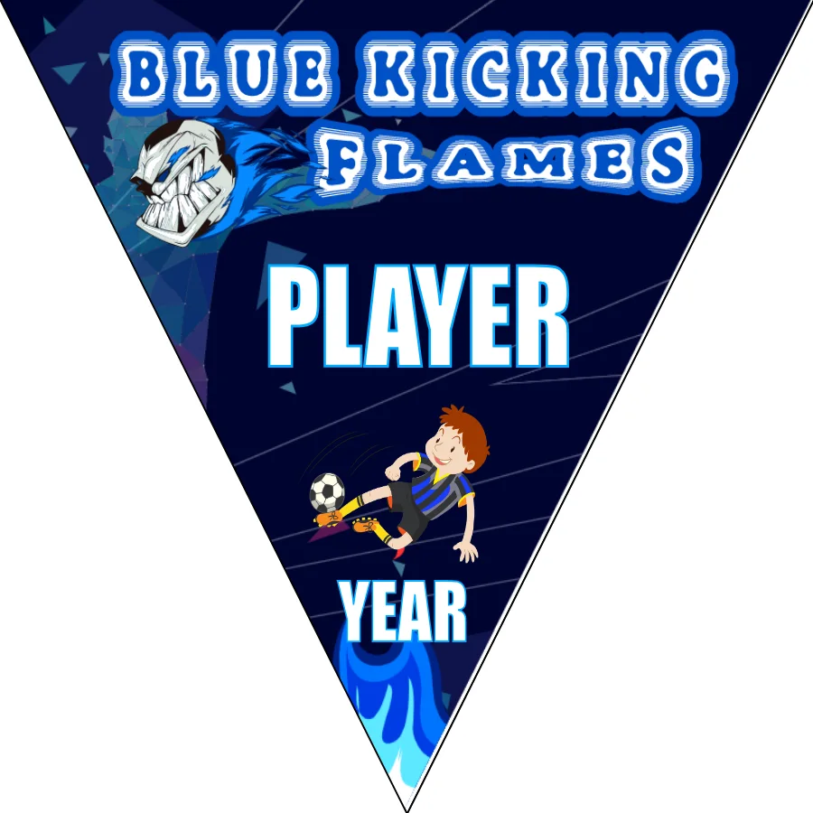 Flames Blue Kicking Soccer Banner-soccer-banner-printing-picture
