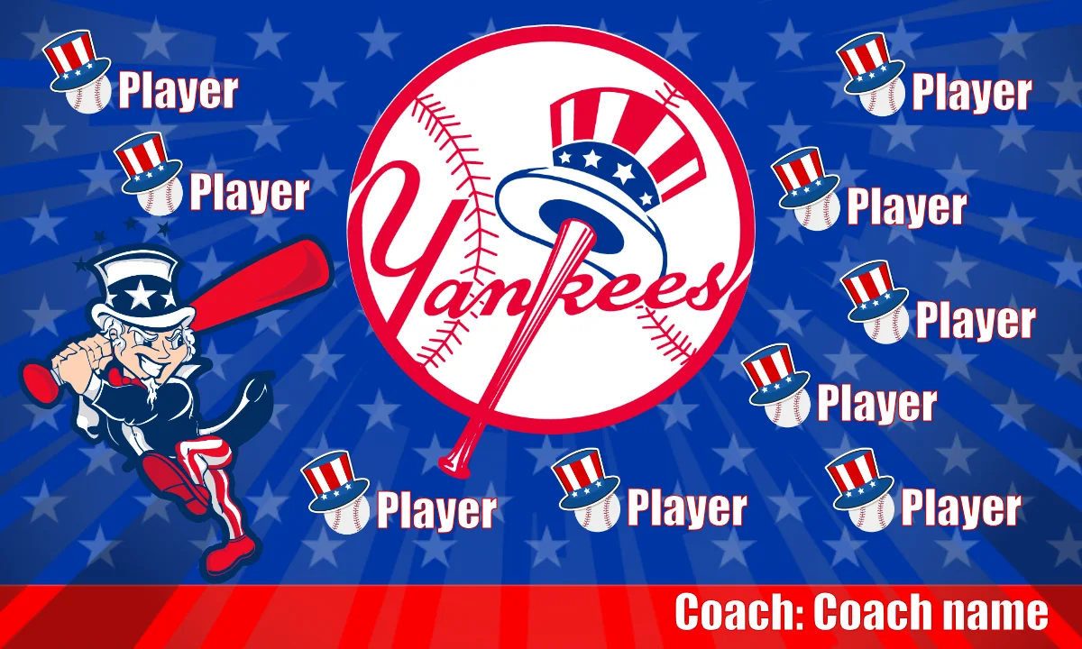 New York Yankees 2 Baseball Banner-custom-softball-team-banners-picture