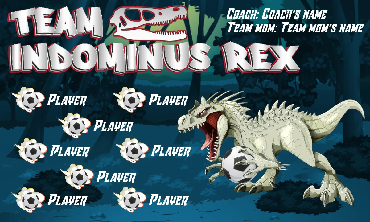 Team Indominus Rex Soccer Banner-soccer-party-banner-picture