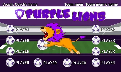 Lion Purple Soccer Banner-soccer-banner-printing-picture