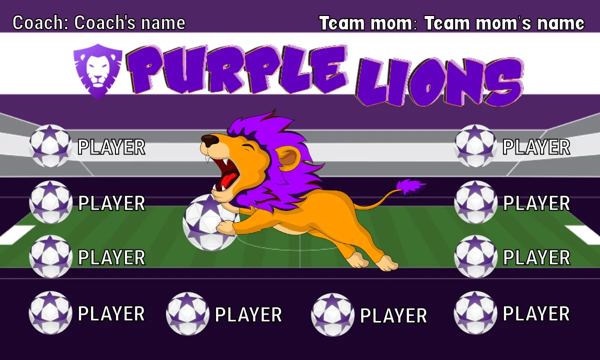 Lion Purple Soccer Banner-soccer-banner-printing-picture