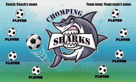 Chomping Sharks Soccer Banner-soccer-birthday-banner-picture