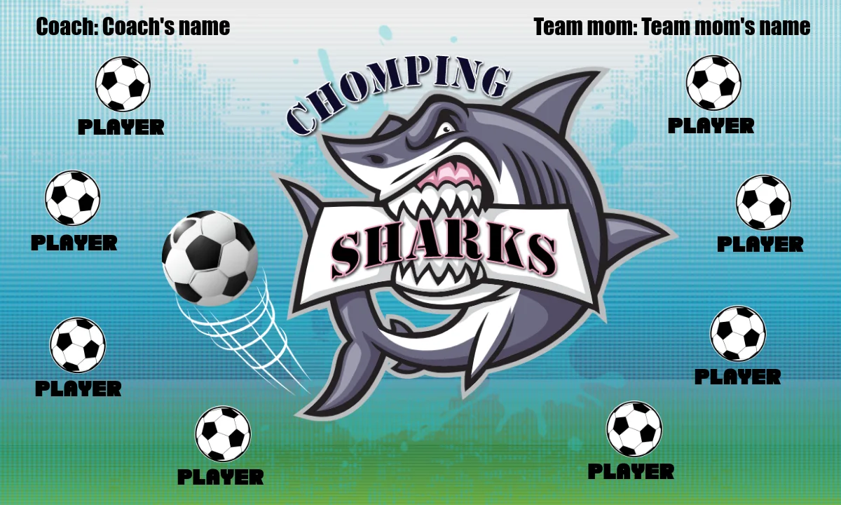 Chomping Sharks Soccer Banner-soccer-birthday-banner-picture