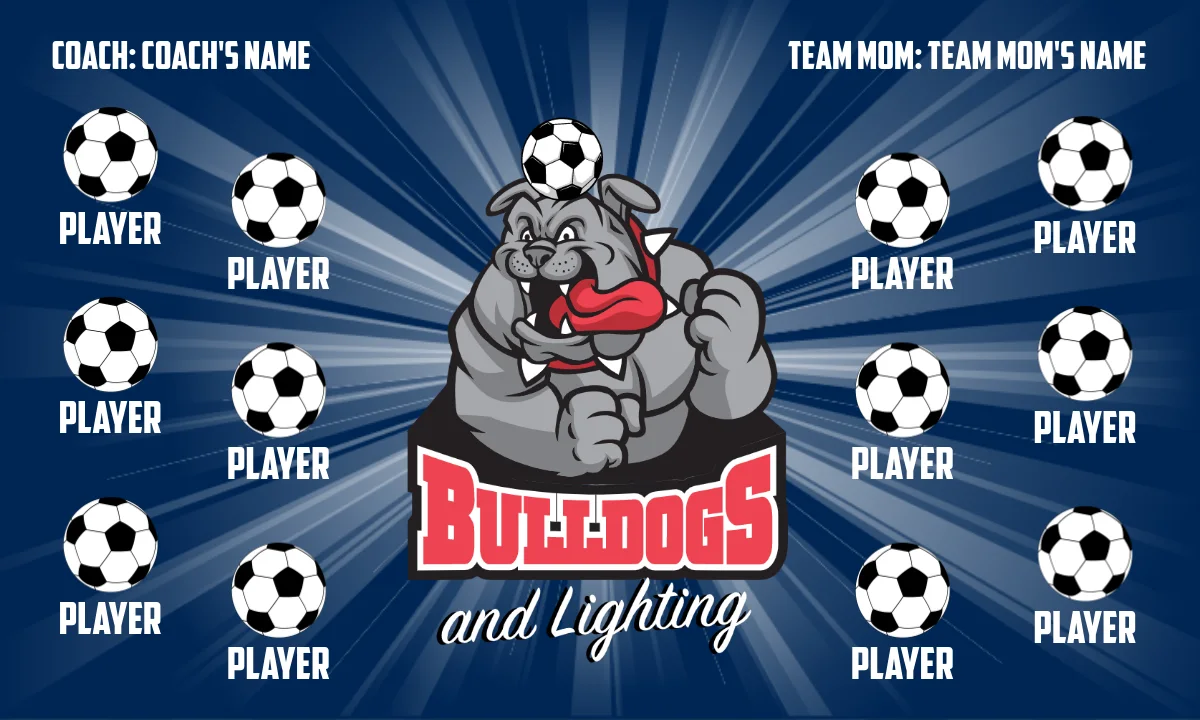 Bulldog and lighting 2 Soccer Banner-soccer-banners-ventura-picture