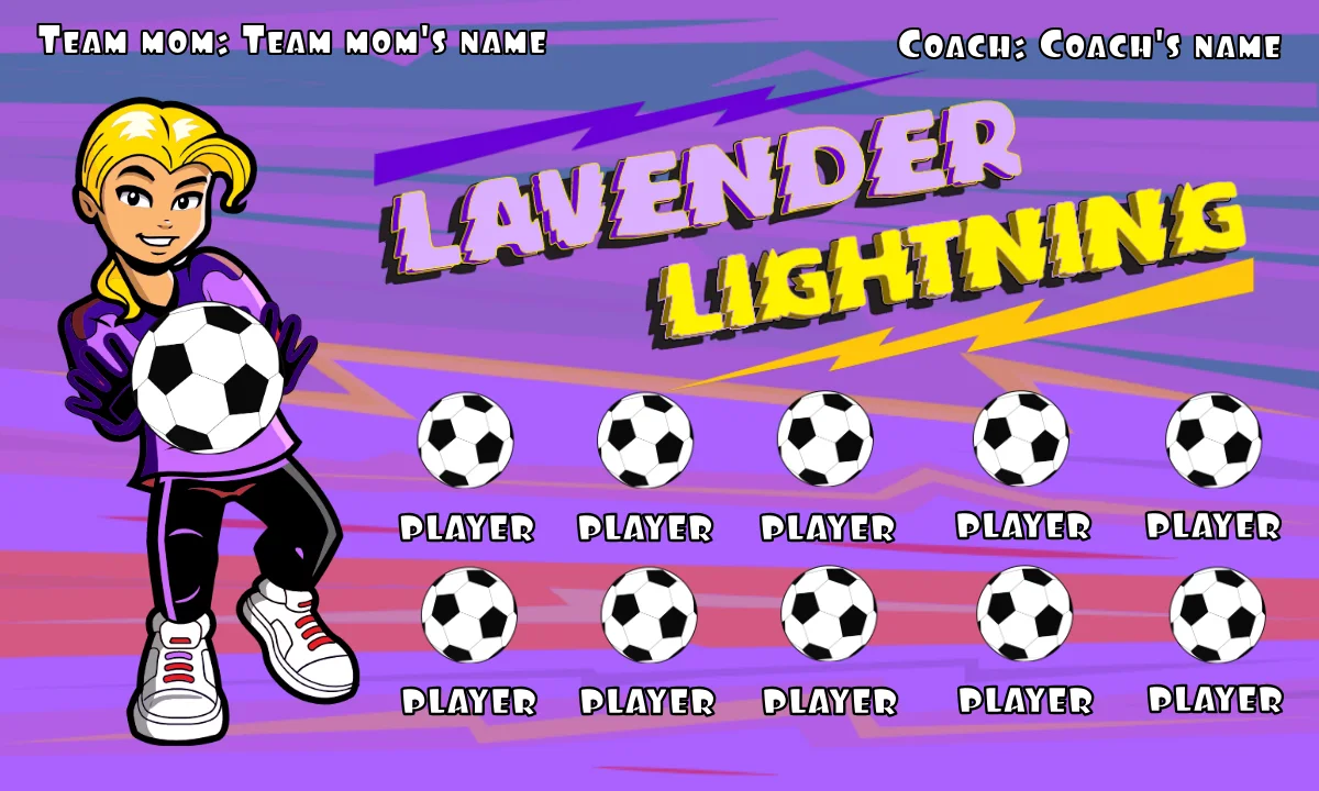 Lightning Lavender Soccer Banner-soccer-banner-maker-picture