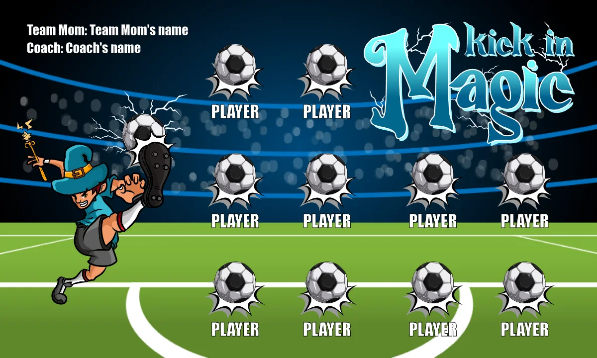 Kick In Magic Soccer Banner-soccer-banner-frame-picture