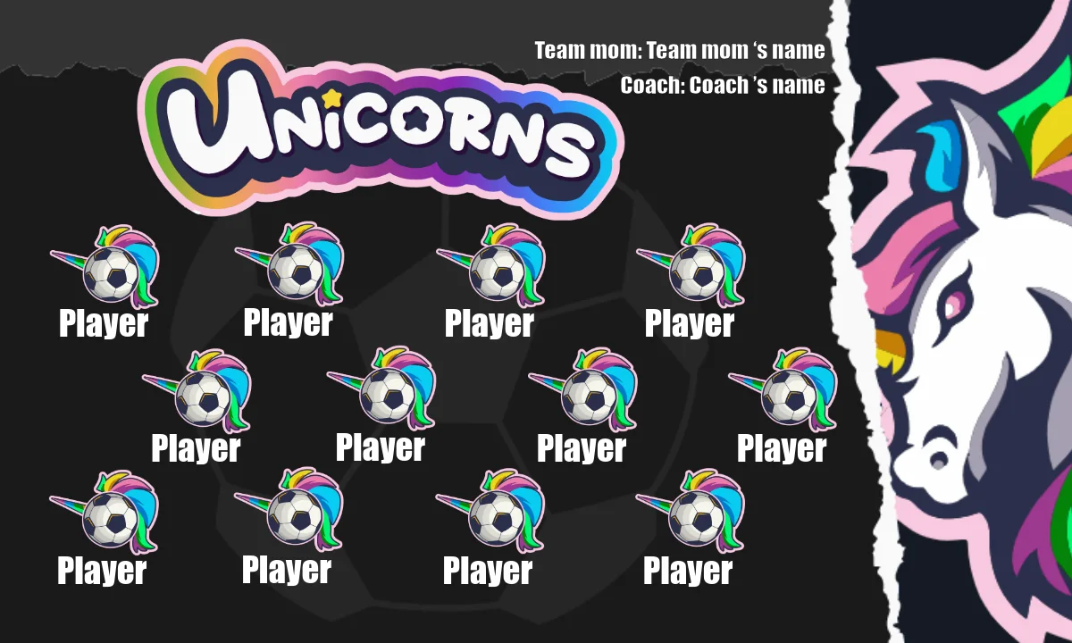 Unicorns 3 Soccer Banner -soccer-banners-and-flags-picture