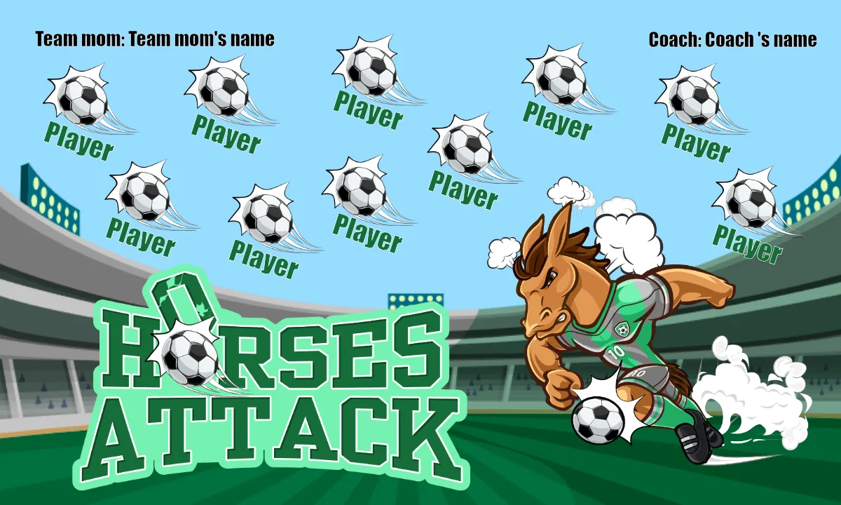 Horses Attack Soccer Banner-soccer-banner-stand-pvc-picture