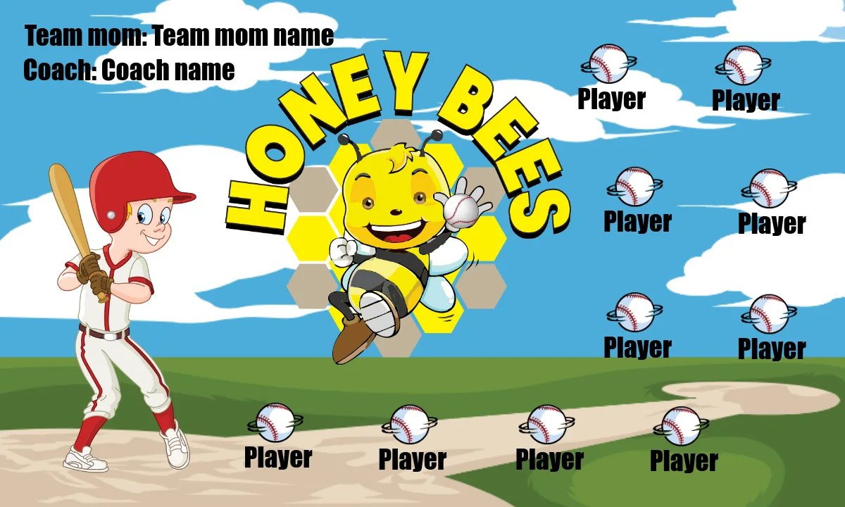 Honey Bees 1 Softball Banner-softball-banner-gallery-picture