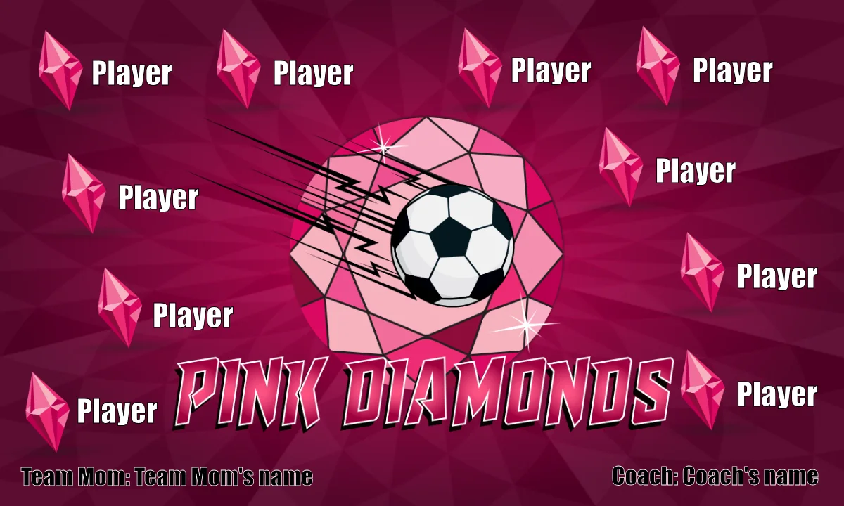 Diamonds Pink Soccer Bannersoccer-banners-and-flags