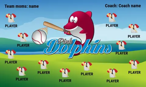 Pink Dolphins 2 Softball Banner-softball-player-banners-images