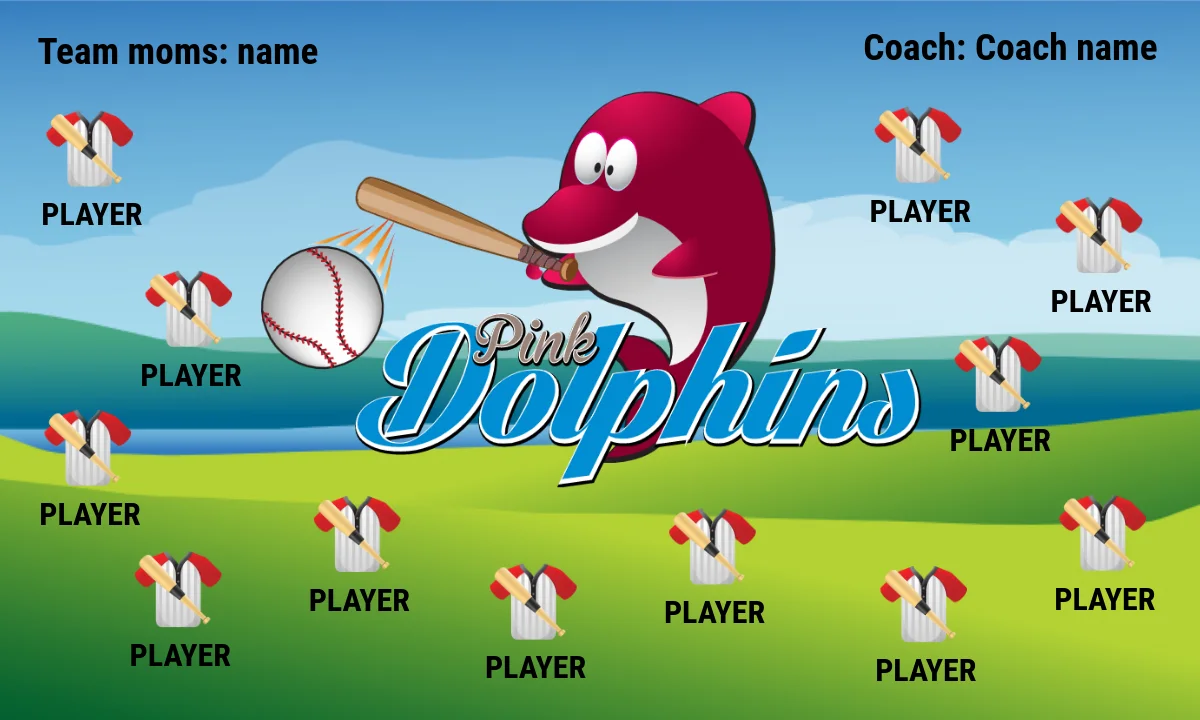 Pink Dolphins 2 Softball Banner-softball-player-banners-images