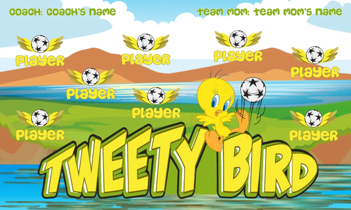 Tweety Bird 2 Soccer Banner-soccer-banner-frame-picture
