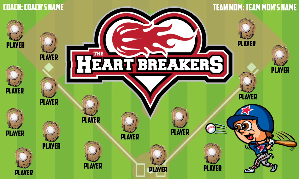 The Heartbreakers 1-red-green-hem-softball-banner-cost-picture