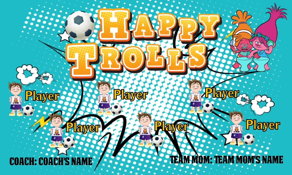 Happy Trolls 2 Soccer Banner-soccer-birthday-banner