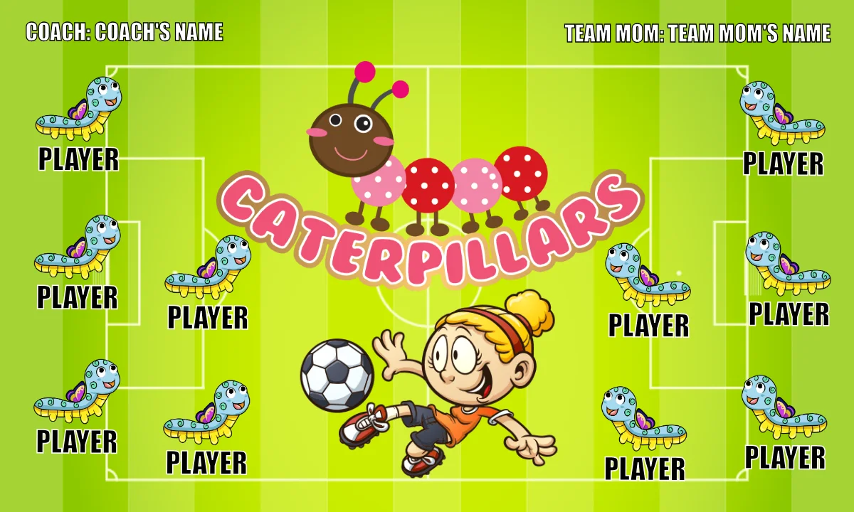 Caterpillars Soccer Banner,-soccer-banner-stand-pvc-picture