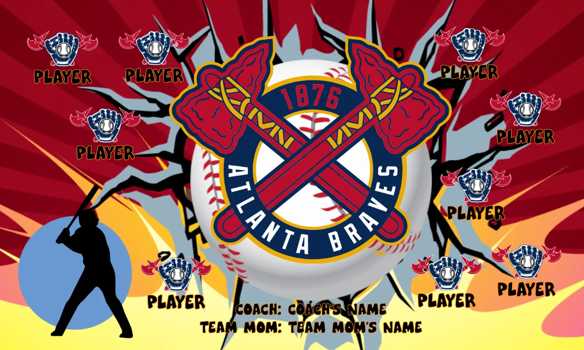 Atlanta Braves 2 Baseball Banner-baseball-banners-with-photos-images