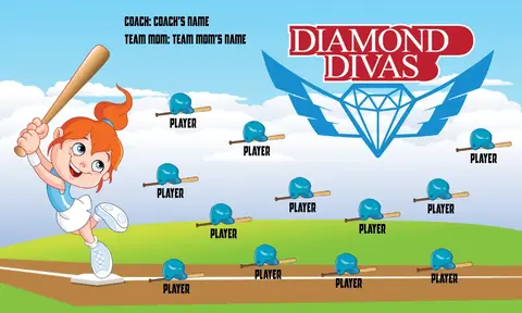 Diamond Divas 2 Softball Banner-softball-sponsor-banners-picture