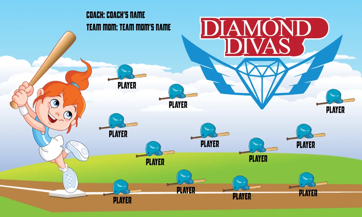 Diamond Divas 2 Softball Banner-softball-sponsor-banners-picture