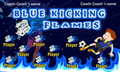 Flames Blue Kicking Soccer Banner-soccer-banner-flags