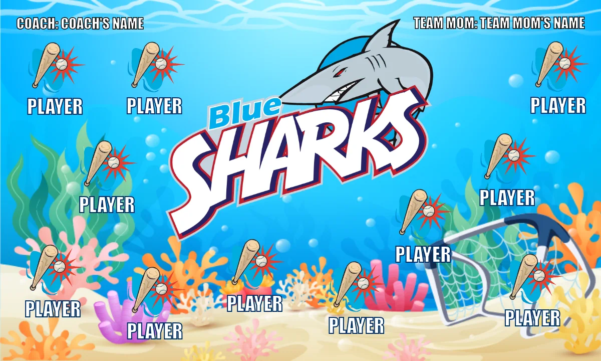 Blue Sharks 1 Softball Banner