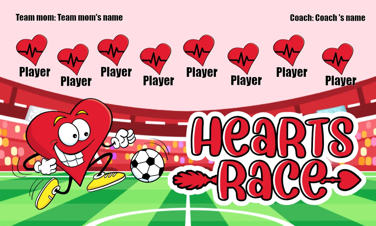 Hearts Race Soccer Banner-soccer-banner-printing-picture