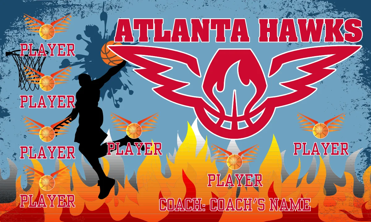 Atlanta Hawks 3 Basketball Banner