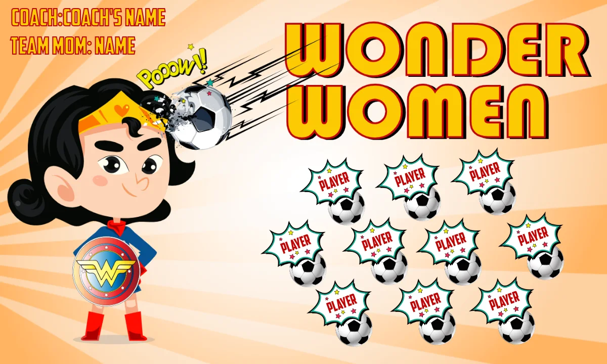 WONDER WOMEN 2 Soccer Banner,-soccer-field-banners-picture