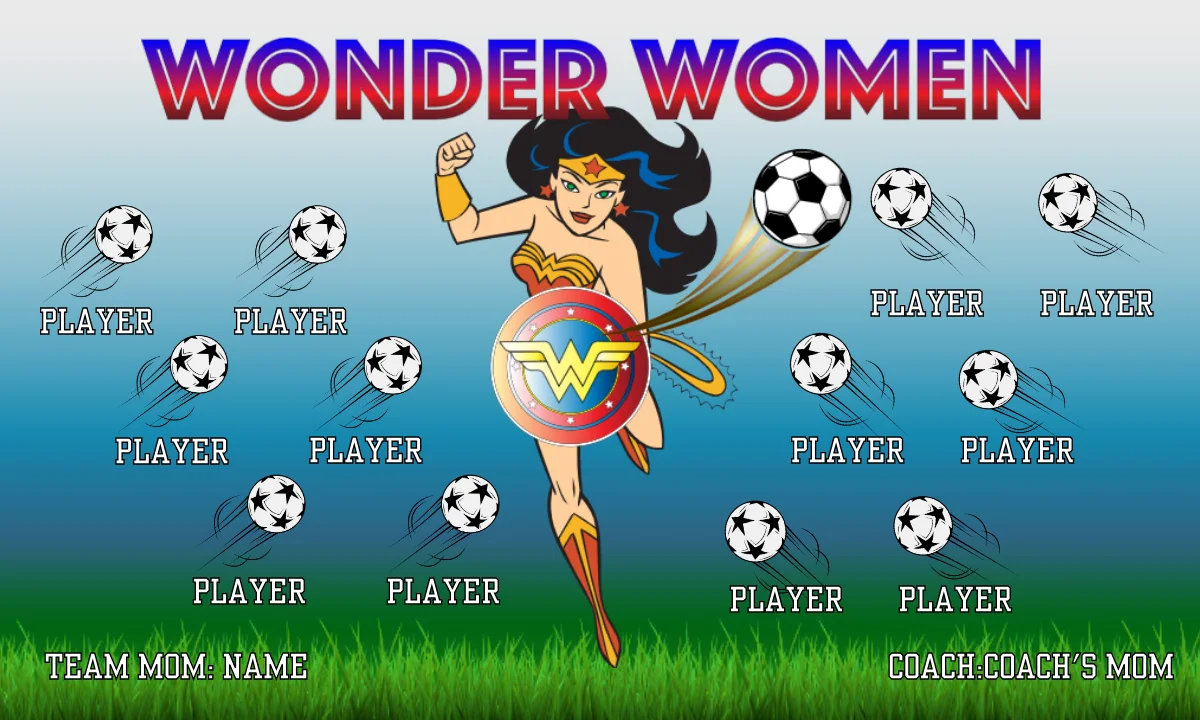 WONDER WOMEN 1 Soccer Banner,-soccer-banner-stand-picture