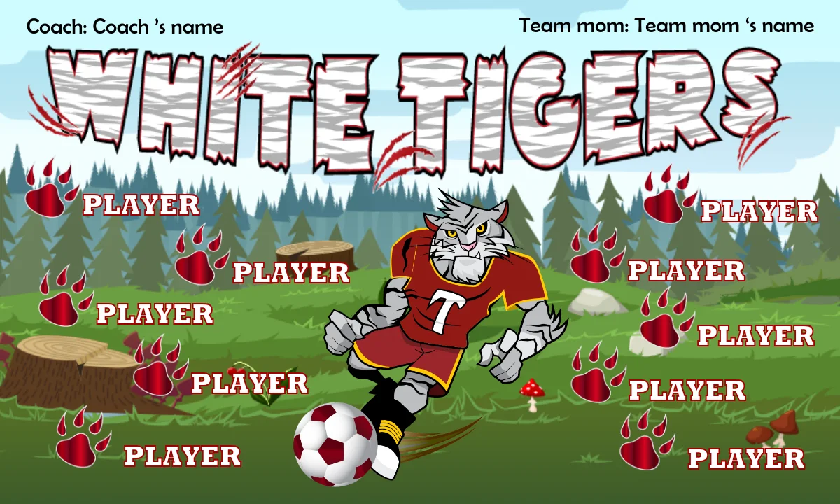 Tigers White Soccer Banner-soccer-banners-picture