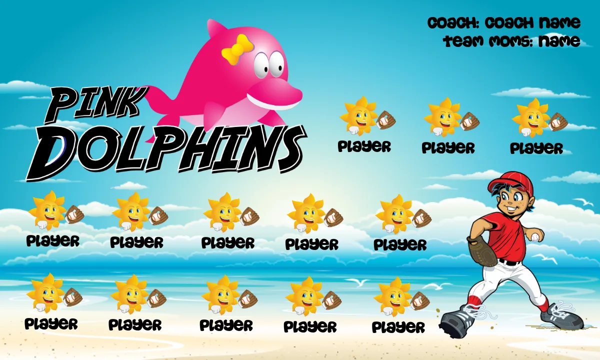 Pink Dolphins 1 Softball Banner-softball-team-picture-banners-picture