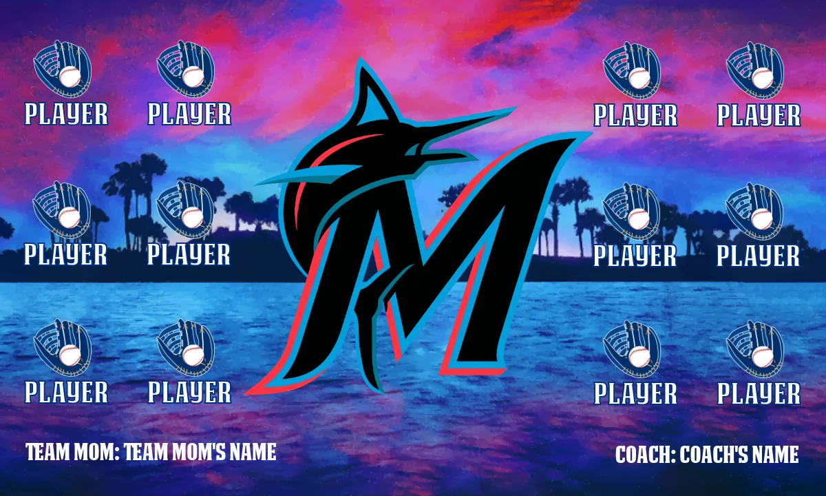 Miami Marlins 1 Baseball Banner