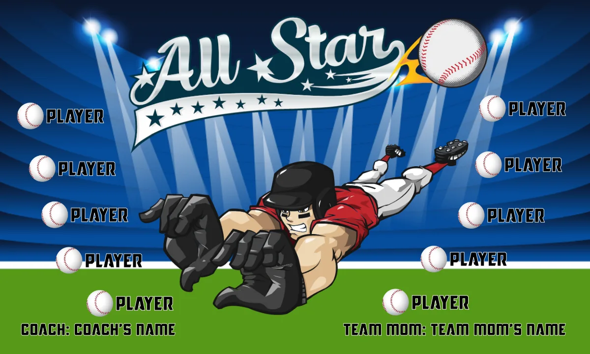 All Star 5 Baseball Banner-baseball-team-banners-images