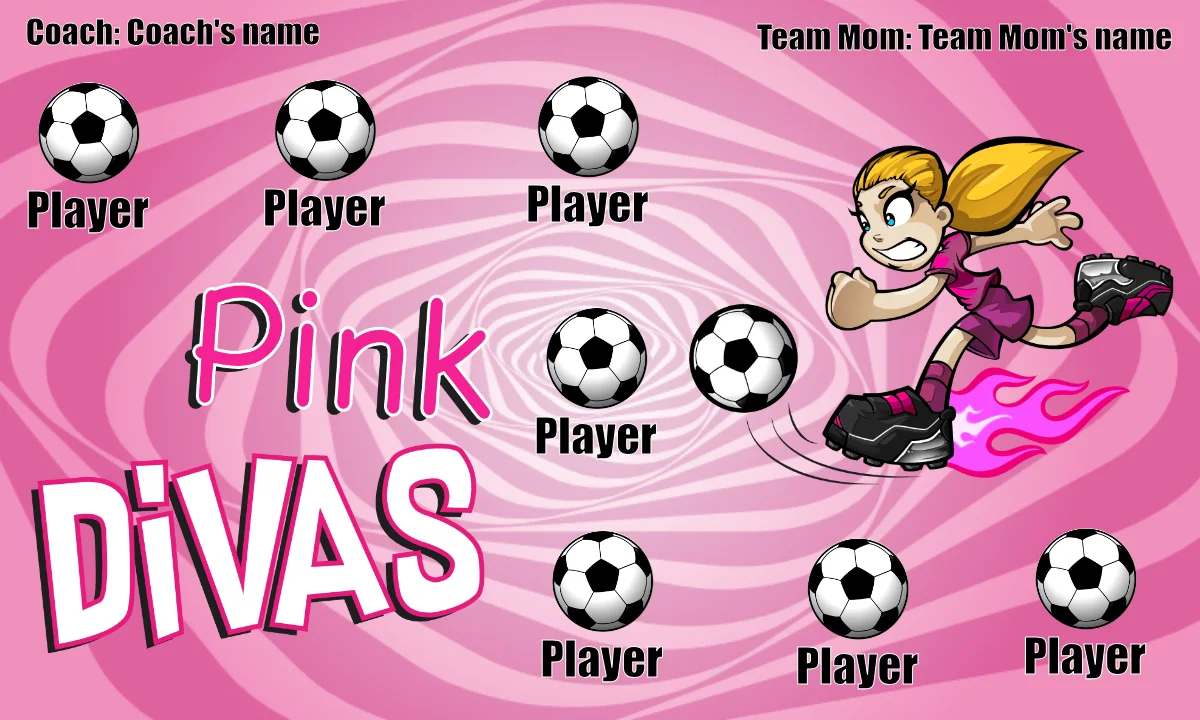 Divas Pink Soccer Banneryouth-soccer-banners