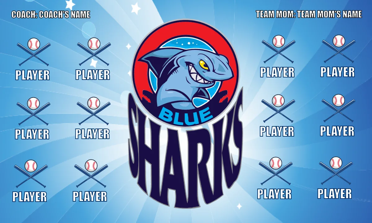 Blue Sharks 4 Softball Banner